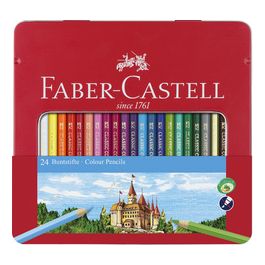 FABER-CASTELL Crayons de couleur CASTLE, étui métal de 24