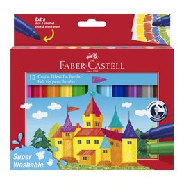 FABER-CASTELL Feutre JUMBO Superwashable, étui de 12