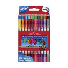 FABER-CASTELL Feutre double pointe Glitzer, boîte de 20