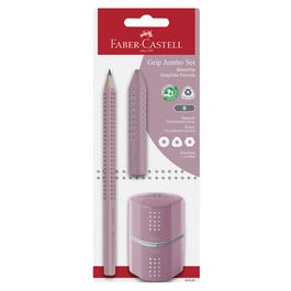 FABER-CASTELL Kit crayon de papier Jumbo GRIP, rose, blister