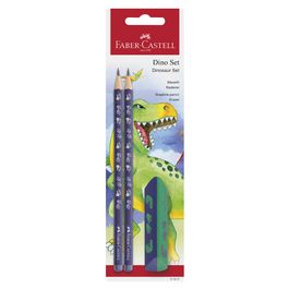 FABER-CASTELL Kit d'écriture Dino, 3 pièces, bleu