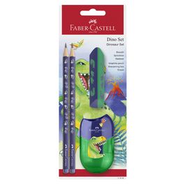 FABER-CASTELL Kit d'écriture Dino, 4 pièces, bleu