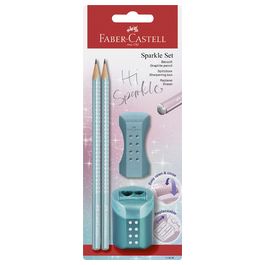 FABER-CASTELL Kit d'écriture GRIP SPARKLE, vert menthe