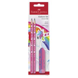 FABER-CASTELL Kit d'écriture Licorne, 3 pièces, rose