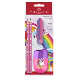 FABER-CASTELL Kit d'écriture Licorne, 4 pièces, rose