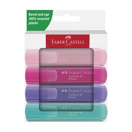 FABER-CASTELL Surligneur TEXTLINER 46 PASTEL, étui de 4