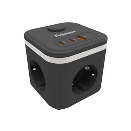 Fellowes Steckdosenwürfel Power Cube, Typ F, schwarz