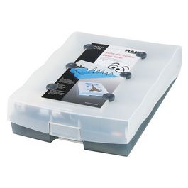 HAN Boîte à fiches CROCO 2-6-19, A8 paysage,gris translucide