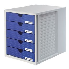 HAN Module de classement SYSTEMBOX, 5 tiroirs, gris/bleu