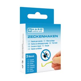 HARO Crochet à tiques, en ABS, vert, set de 3