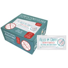 HELLMA Lingette désinfectante "Alles im Griff", boîte de 20