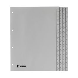 HETZEL Intercalaires en plastique, chiffres, 1-100, A4, PP