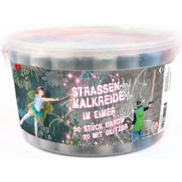 JAMASIA Craie de trottoir avec paillettes, seau de 50