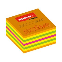Kores Bloc-note cube, 75 x 75 mm, couleurs fluo, 5 couleurs