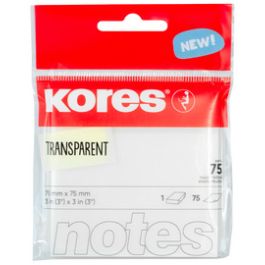 Kores Notes adhésives "TRANSPARENT", 75 x 75 mm, uni