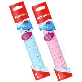 Kores Règle plate, 150 mm, transparent, assorti