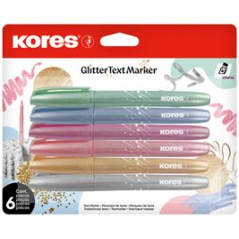 Kores Surligneur "Glitter", en forme de stylo, set de 6