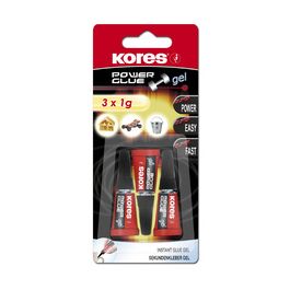 Kores colle instantanée "PowerGlue" en gel, 3 tubes de 1 g,