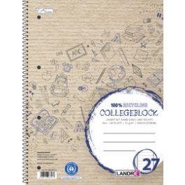 LANDRÉ Cahier à spirale Recycling, A4, ligné, 160 pages