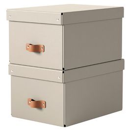 LEITZ Boîte de rangement Puro, carton, 17 L, set de 2, beige