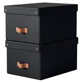 LEITZ Boîte de rangement Puro, carton, 17 L, set de 2, noir