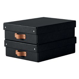 LEITZ Boîte de rangement Puro, carton, 8 L, set de 2, noir