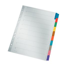 LEITZ Intercalaires en carton mylar, blanc, A4, gris, 10