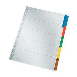 LEITZ Intercalaires en carton mylar, blanc, A4, gris, 5