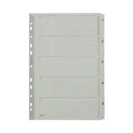 LEITZ Intercalaires en carton mylar, chiffres, A4, 1-5, gris