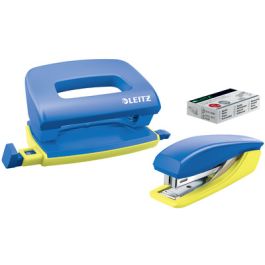 LEITZ Mini Heftgerät- & Locher-Set Urban Chic, blau