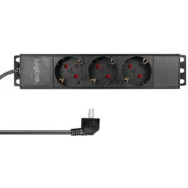 LogiLink 10" Steckdosenleiste, 3-fach, ohne Schalter,schwarz