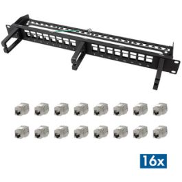 LogiLink 19" Modular Keystone Patch Panel, 16 Port, schwarz