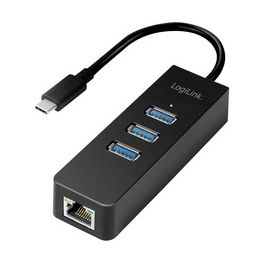 LogiLink Adaptateur USB 3.0 vers Gigabit, Hub USB 3 ports