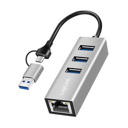 LogiLink Adaptateur USB 3.2 - Gigabit Ethernet, 3 ports USB