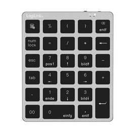 LogiLink BT 5.0 Nummernblock, 28 Tasten, kabellos, grau