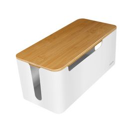 LogiLink Boîte à câble, avec couvercle en bambou, blanc