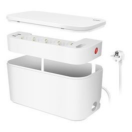 LogiLink Boîtier de câbles avec multiprise, 5 prises, blanc