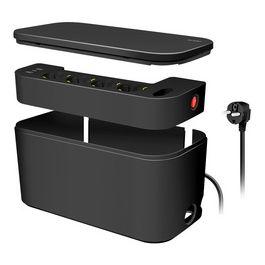 LogiLink Boîtier de câbles avec multiprise, 5 prises, noir