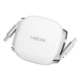 LogiLink Câble USB 2.0, USB-C - USB-C, rétractable, blanc