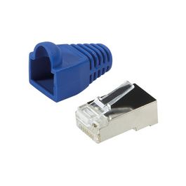 LogiLink Connecteur mâle RJ45, Cat.5e, bleu, avec manchon de