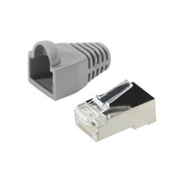 LogiLink Connecteur mâle RJ45, Cat.5e, gris, avec manchon de