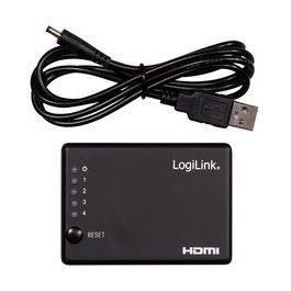 LogiLink Distributeur HDMI 4K/30 Hz, fin, 4 ports, noir