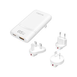 LogiLink Chargeur de voyage double USB, 65 W, extra-mince