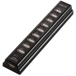 LogiLink Hub USB 2.0 avec bloc d'alimentation, noir, 10