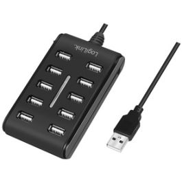 LogiLink Hub USB 2.0, 10 ports, avec interrupteur, noir