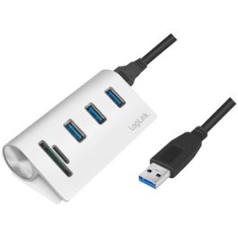 LogiLink Hub USB 3.0 + lecteur de carte, 3 ports, argenté