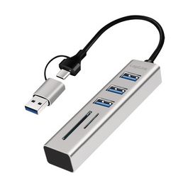 LogiLink Hub USB 3.0 avec lecteur de carte, 3 ports, argent