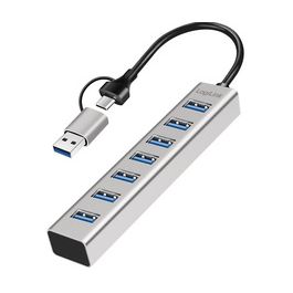 LogiLink Hub USB 3.0, 7 ports, 7x USB-A, argent