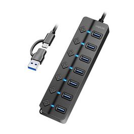LogiLink Hub USB 3.2, 7 ports, avec interrupteurs, noir