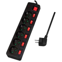 LogiLink Multiprise Euro, 6 prises, interrupteurs général